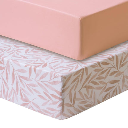 2 Pack Crib Sheets for Boys & Girls � Snug Full Elastic Fit for Standard Crib Mattresses (28?�52?) � Stylish Zoo Animals, Feathers, Gingham & Petals, Watercolor Vines Prints, Watercolor Vines
