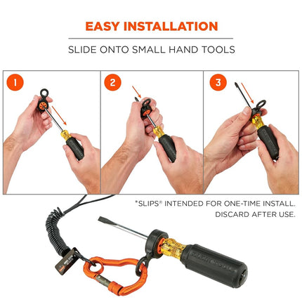 Hand Tool Attachment Slips, Easy Slide On Design, Connects to Tool Lanyards, Squids 3740, Variety Pack, 4-Pack,Black & Orange