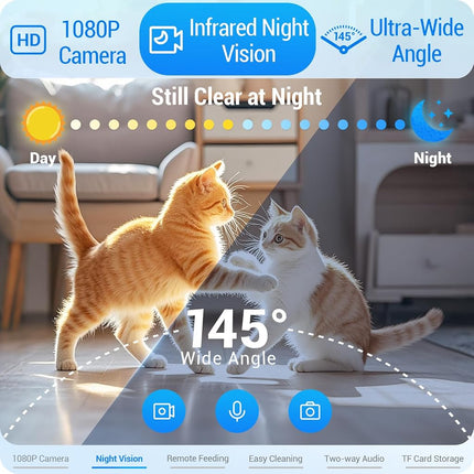 Frienhund Automatic Cat Feeder with 2K HD Camera: 5G WiFi Automatic Dog Feeder with Sealed Outlet