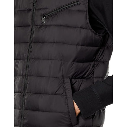 Cole Haan Men's Quilted Puffer Vest with Chest Zip Pocket, Black, S