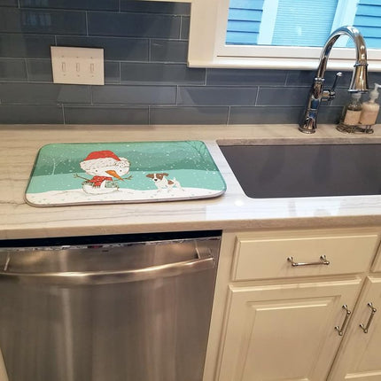 Caroline's Treasures CK2091DDM Tapis de séchage vaisselle Jack Russell Terrier #2 Bonhomme de neige Noël, Polyester, Multicolore