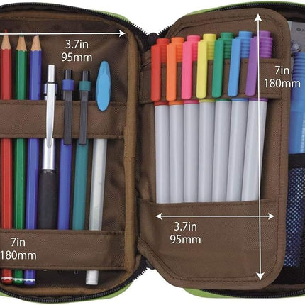 LIHIT LAB Zipper Pen Case, 7.9 × 2 × 4.7 Inches, Navy Camo (A7551-132)