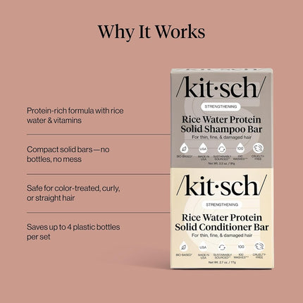 Kitsch Rice Water Solid Shampoo and Conditioner Set for Hair Growth – 2 pcs