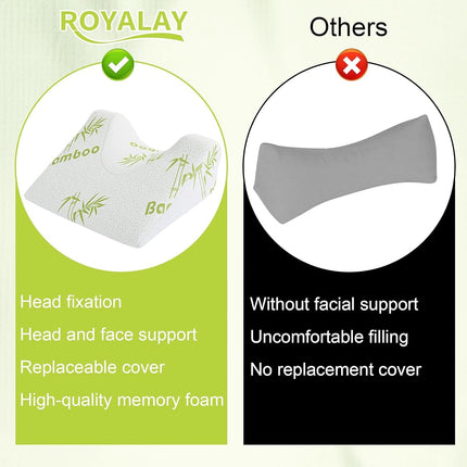 ROYALAY Best Pillow for After Face Lift Surgery, Memory Foam Back Sleeping Training Pillow for Wrinkles, Nose Job Recovery Supplies Support for Facial & Neck Procedures