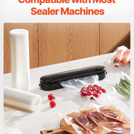 VEVOR Vacuum Sealer Bags, 2 Rolls 11 In x 50 Ft, Non-BPA Food Grade Seal A Meal Bags, Customizable Freezer-friendly Vac Sealing Bag for Food Saver, Food Storage Vacuum Bags for Meal Prep or Sous Vide