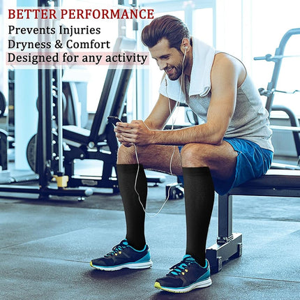 CHARMKING Compression Socks for Women & Men (8 Pairs) 15-20 mmHg Graduated Copper Support Calf Socks are Best for Pregnant, Nurses - Boost Performance, Circulation, Knee High Wide Calf(S/M, Multi 44)