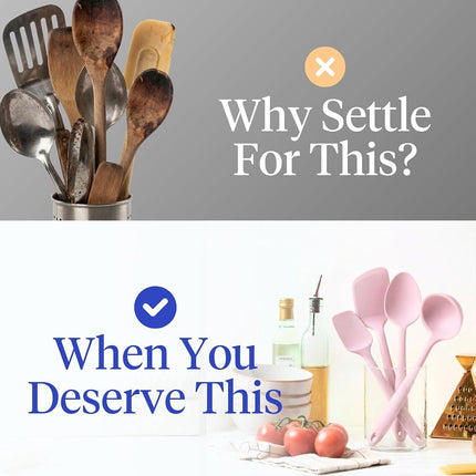 Gir: Get It Right - 5 Piece Essentials All Purpose Set - Ladle, Spatula, Flip, Spoon & Spoonula, Non-Stick, Heat Resistant, Dishwasher Safe, Kitchen Utensils, Baking Supplies - Rose