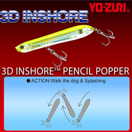 Yo-Zuri R1433-HGSH: 3D Inshore Pencil Popper (F) 135Mm, Ghost Shad