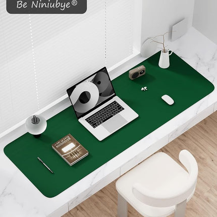 Niniubye Desk Pad, 48" x 17" PU Leather Non-Slip Desk Mat Large Mouse Pad for Desktop, Waterproof Laptop Computer Writing Mat for Office, Home, Work, Gaming, Dark Green
