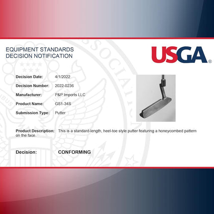 GoSports GS1 Tour Golf Putter � 34� Right-Handed Blade Putter with Milled Face, Choose Oversized Fat Grip or Traditional Grip, Silver