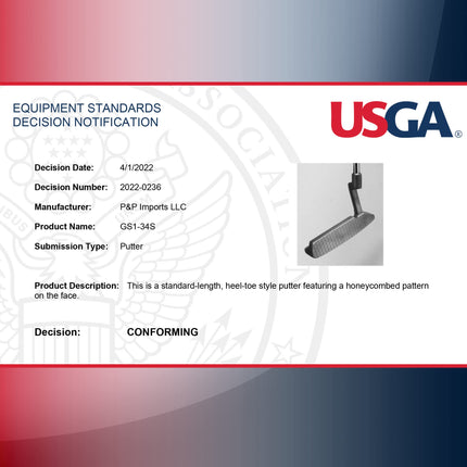 GoSports GS1 Tour Golf Putter � 34� Right-Handed Blade Putter with Milled Face, Choose Oversized Fat Grip or Traditional Grip, Silver