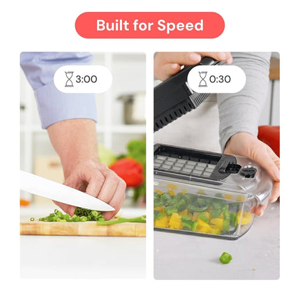 Fullstar Vegetable Chopper - Spiralizer Vegetable Slicer - Onion Chopper with Container - Pro Food Chopper - Slicer Dicer Cutter - (4 in 1, Clear)