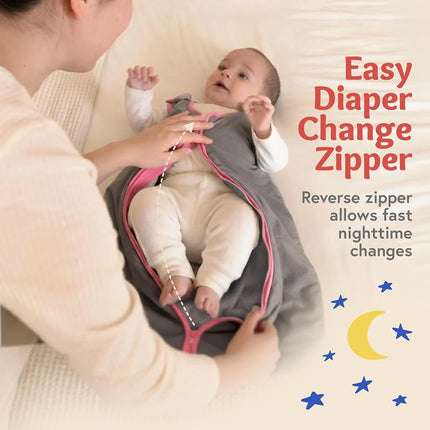 baby deedee Sleep Nest Fleece Baby Sleeping Bag, Wearable Blanket, Mocha Hot Pink, 6-18Month
