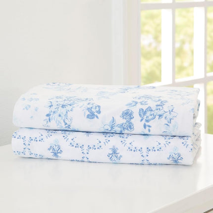 Delta Children Fitted Crib Sheets for Girls and Boys - 100% Organic Cotton Crib Sheet for Standard Crib and Toddler Mattresses - 28x52 Inch - GOTS Certified (Pack of 2), Blue Botanicals