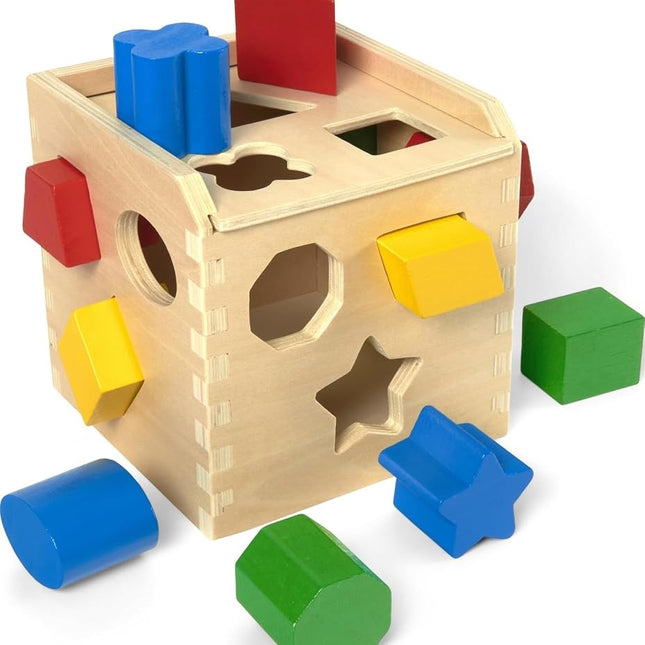 Melissa & Doug Shape Sorting Cube Classic Wooden Kids Toy - The Original (Sturdy Wooden Construction, 12 Pieces, Great Gift for Girls and Boys - Best for 2, 3, and 4 Year Olds)