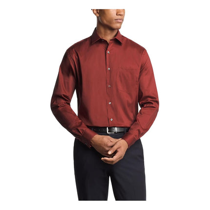Van Heusen Men's Dress Shirt Regular Fit Everyday Defense Stretch, Spice, 14"-14.5" Neck 32"-33" Sleeve