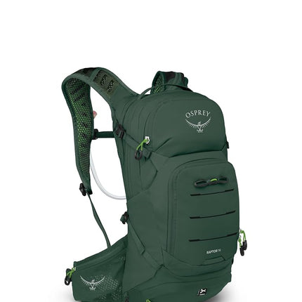 Mochila de ciclismo de montaña para hombre Osprey Raptor 14L con depósito de hidratación, Tundra Green, Talla única, 14l