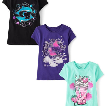 The Children's Place Girls All Holidays Short Sleeve Graphic T-Shirts,multipacks, Earth Day 3-Pack, Medium