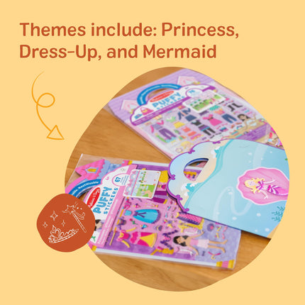 Libros de actividades con pegatinas hinchadas de Melissa & Doug: Disfraces, Princesas, Sirenas - 208 pegatinas reutilizables