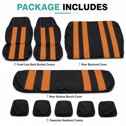 FH GROUP Car Seat Covers Full Set Cloth - Universal Fit, Automotive Seat Covers, Low Back Front Seat Covers, Airbag Compatible, Split Bench Rear Seat, Car Seat Cover for SUV, Sedan, Van Orange