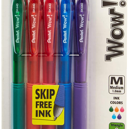 Pentel Of America 5 Count Wow! Retractable Ball Po