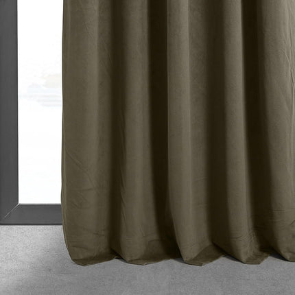 HPD Half Price Drapes Signature Velvet Thermal Blackout Curtains for Living Room 84 Inch Long (1 Panel) Rod Pocket Insulated Blackout Curtains for Bedroom Window Curtains, 50W x 84L, Denver Taupe