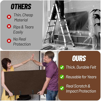 TV Cover for Moving, Fits to 70"- 75" Flat Screen TV Moving Cover, Dustproof Felt TV Screen Covers, Anti-Scratch TV Bags for Moving with Bottom Strap for House Moving, Home Renovation (70-75 inches)