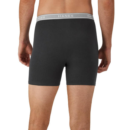 Hanes Men's 4-Pack FreshIQ Tagless Cotton Boxer with ComfortFlex Waistband Briefs, Blue/Red/Green/Black - 6 Pack, Large