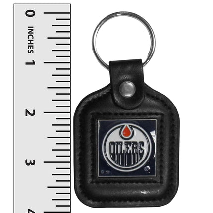 NHL Siskiyou Sports Fan Shop Edmonton Oilers Square Leather Key Chain One Size Black