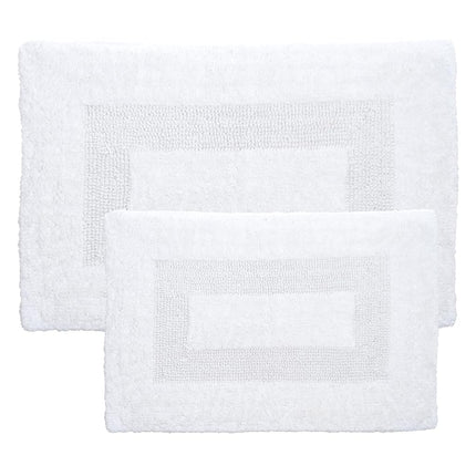 Bedford Home 100 Percent Cotton 2 Piece Reversible Rug Set - White
