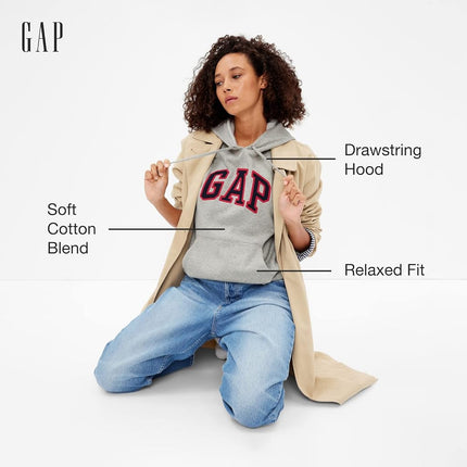 GAP Women's Logo Hoodie Hooded Pull-on Sweatshirt, True Black, S