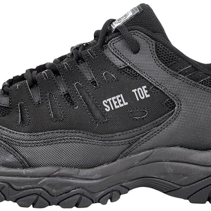 Skechers Men's Cankton Steel Toe Construction Shoe - Electrical Hazard Rated, Memory Foam, Black/Charcoal, 11.5