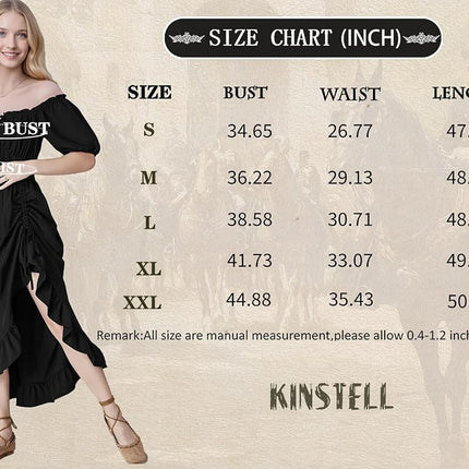 GOLDSTITCH Women's Victorian Dress Renaissance Medieval Costume Corset Ruffle Maxi Dress for Women, Apricot, Large