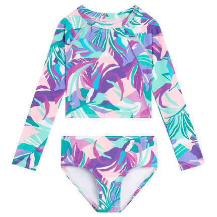 Kanu Surf Women's River Long Sleeve Rashguard UPF 50+ Two Piece Swim Set, Riva Purple, 12
