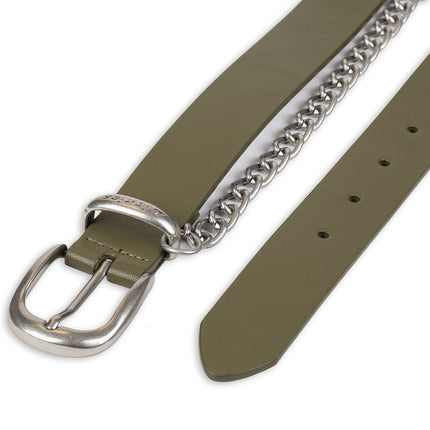 Dickies Women�s Leather Casual Belt, Olive Chain, Medium