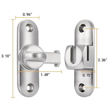 INIRET Barn Door Latches,90/180 Degree Gate Lock,Flip Gate Latches Hardware,Zinc Alloy Right Angle Door Lock Latch,Door Security Sliding Door Latch Lock fo Cabinets,Bathroom (Silvery_10 Pack)