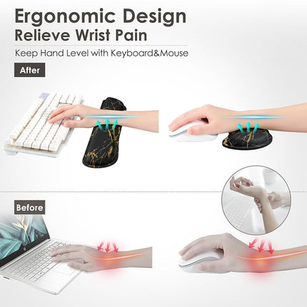 Gimars Upgrade Silky & Superfine Fabric Gel Memory Foam Keyboard Wrist Rest Set, 3 PCS, Ergonomic Keyboard Mouse Wrist Support for Easy Typing Pain Relief, Comfort for Office, Gaming, Computer, Marble