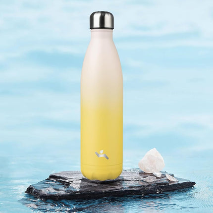 Konokyo Insulated Water Bottles,25oz Double Wall Stainless Steel Vacumm Metal Flask for Sports Travel,Lemon
