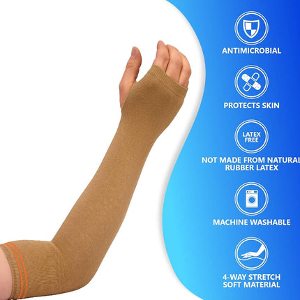 NYOrtho Geri-Sleeves Arm Skin Protectors – Pair of and Washable Protects Sensitive Thin Skin from Tears & Abrasions, Arm - Tan, S (1 Pair)