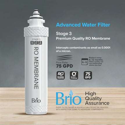 Brio NFMRO75GPD Water Filter, Polypropylene, White