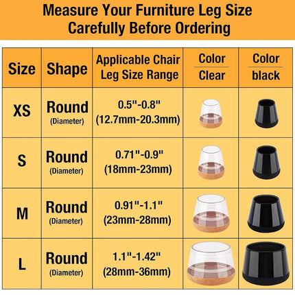 32 Pcs New Small Chair Leg Protectors for Hardwood Floors, Silicone Chair Leg Floor Protectors, Chair Leg Caps Covers Protect Wooden Floors from Scratching, Thick, Won't Tear