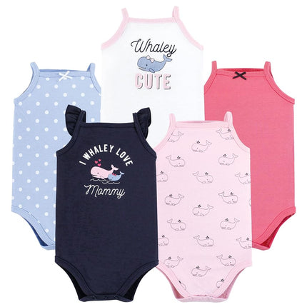 Hudson Baby Unisex Baby Cotton Sleeveless Bodysuits, Tea Party, 6-9 Months