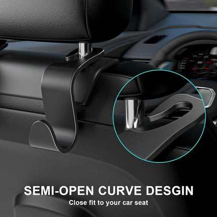 SUTOUG Gancho para asiento de coche, gancho para reposacabezas de coche, accesorios de coche para interior, paquete de 4 ganchos de plástico negro, adecuado para bolsos, bolsas de la compra, ropa, caja de herramientas portátil