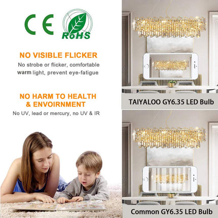 TAIYALOO Bombilla LED GY6.35 5W Equivalente a Bombilla Halógena de Base Bipin 50W, AC/DC 12V Blanco Cálido 3000K para Lámpara Colgante, Araña, Lámpara de Escritorio, Luces de Acento, Iluminación de Paisaje, No Regulable (Paquete de 4)