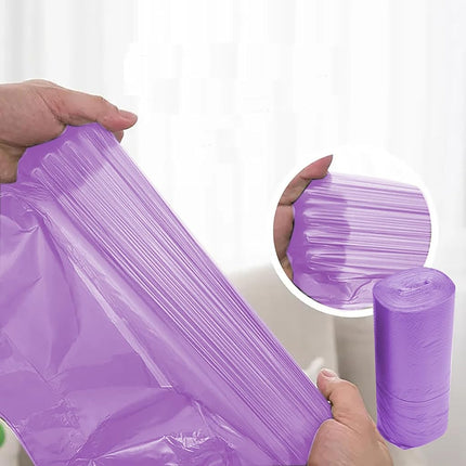 4 GALLON Bathroom Trash Bags Purple, 300 Counts Garbage Bags for Office, Bathroom Wastebasket Waste Bin Black Portable Rubbish Bags