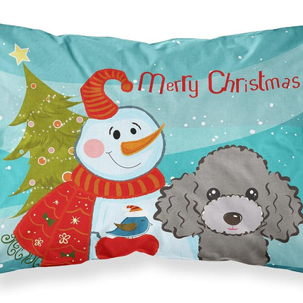Caroline's Treasures BB1879PILLOWCASE Snowman with Silver Gray Poodle Fabric Standard Pillowcase, Large, Multicolor