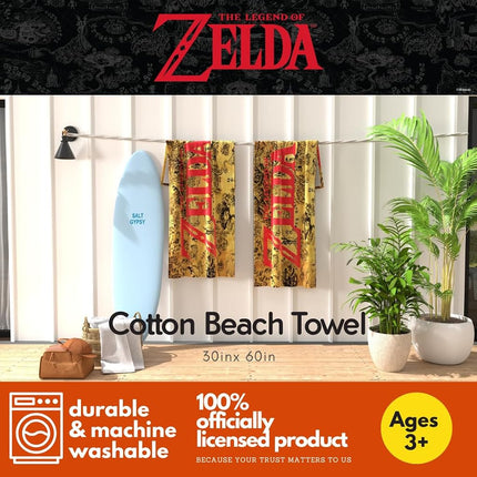 Franco Collectibles Nintendo The Legend of Zelda Gaming Super Soft Cotton Bath/Pool/Beach Towel, 60 in x 30 in, (Officially Licensed Product)