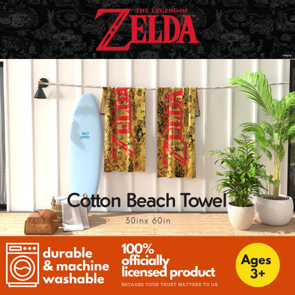 Franco Collectibles Nintendo The Legend of Zelda Gaming Super Soft Cotton Bath/Pool/Beach Towel, 60 in x 30 in, (Officially Licensed Product)