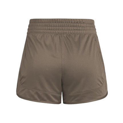 adidas Women's Pacer Essentials Knit High-Rise Shorts, Earth Strata/White, L 5 inch