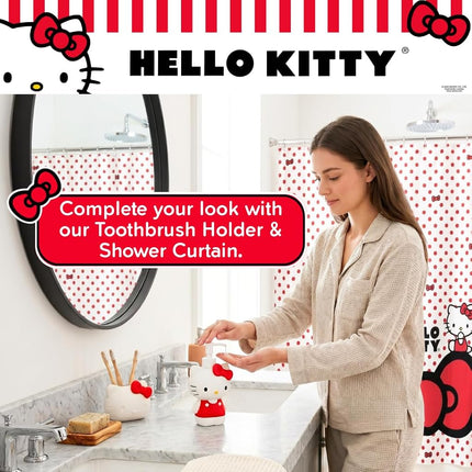Sanrio Hello Kitty Bathroom Décor, Soap/Lotion Resin Pump Dispenser, 10.36 Ounces, Red, (Officially Licensed Product) by Franco